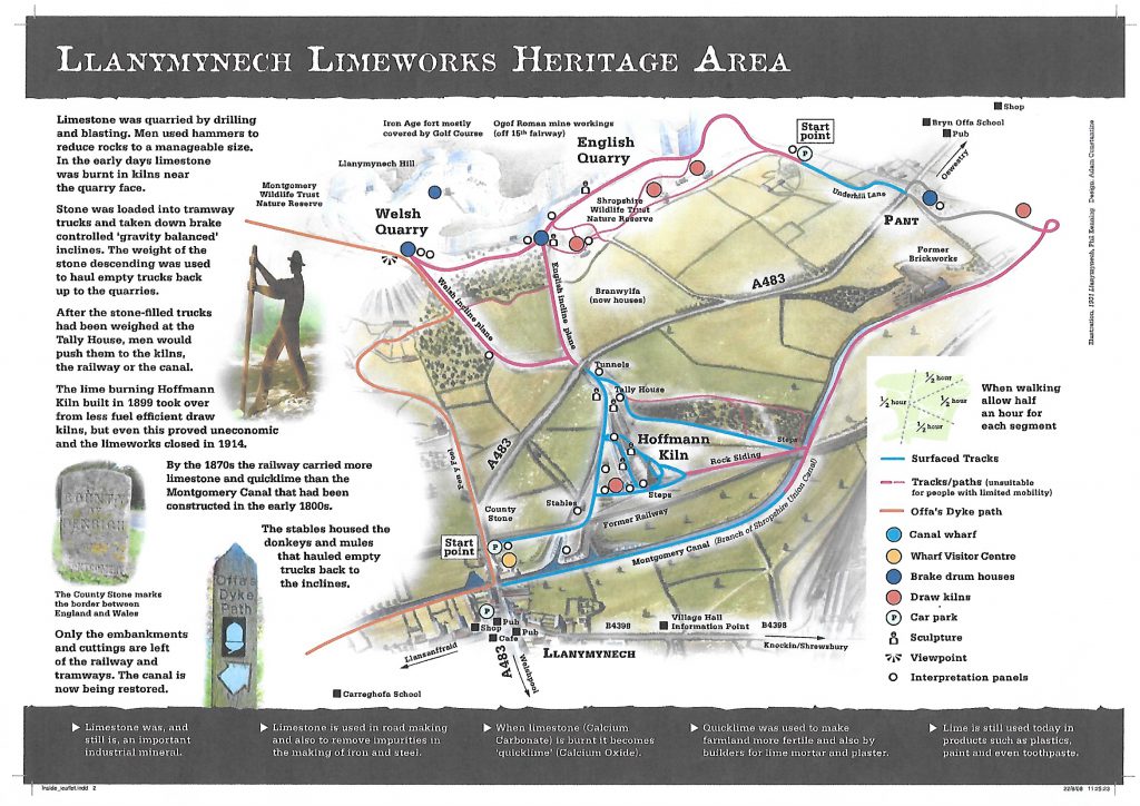 A map of the Llanymynech heritage area with text