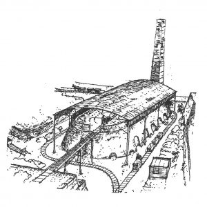Sketch of the Hoffmann Kiln as it may have looked when in use