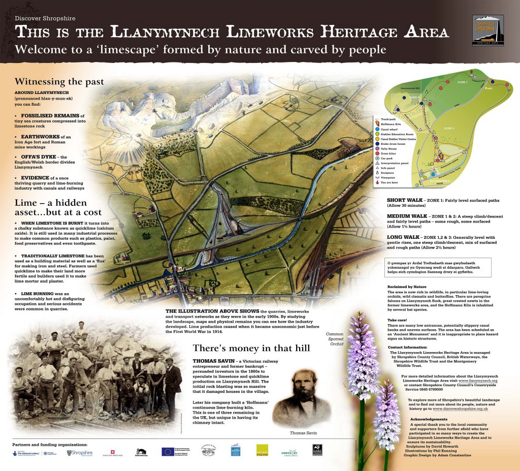 A picture welcoming visitors to the Llanynynech Limeworks
